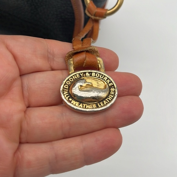 Vintage Dooney & Bourke Navy Double Buckle Leather Double Handle Satchel BLEMISH - Picture 4 of 12